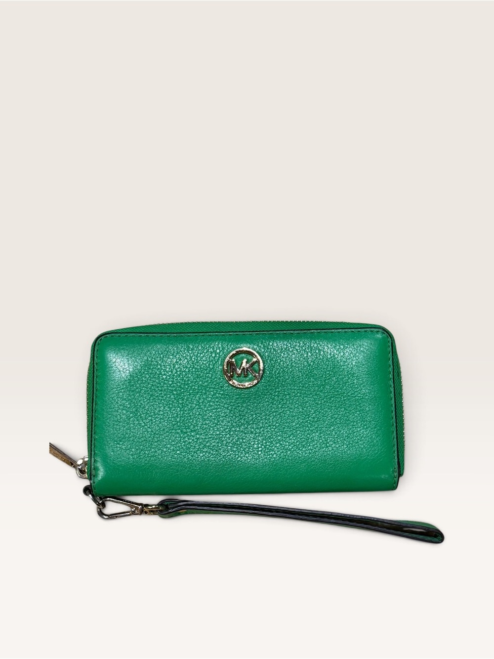Michael Kors Fulton Palm Green Leather Large Phone Case Wallet Wristlet